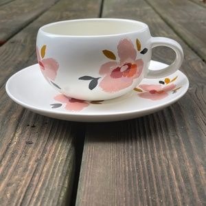 Teacup + Saucer: Indigo Floral Set